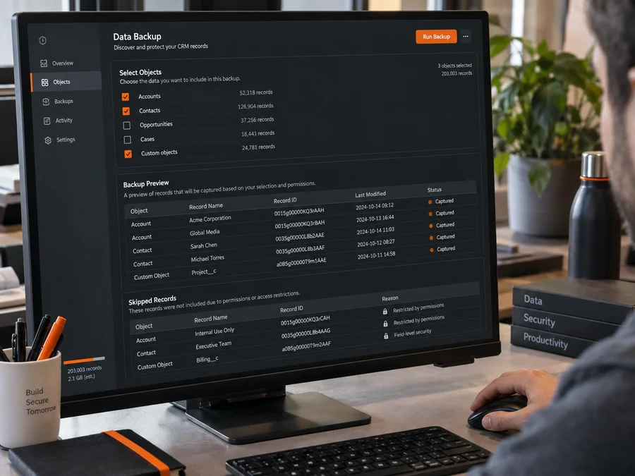 Concept photograph of a CRM record inventory with captured and skipped records